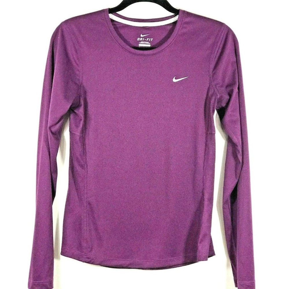 Nike Running Dri Fit Purple Long Sleeve Top Small